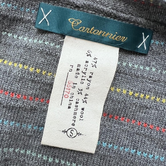 Anthropologie Sweater Womens Gray Striped Wool Cashmere Scoop Neck Pullover - Picture 9 of 9